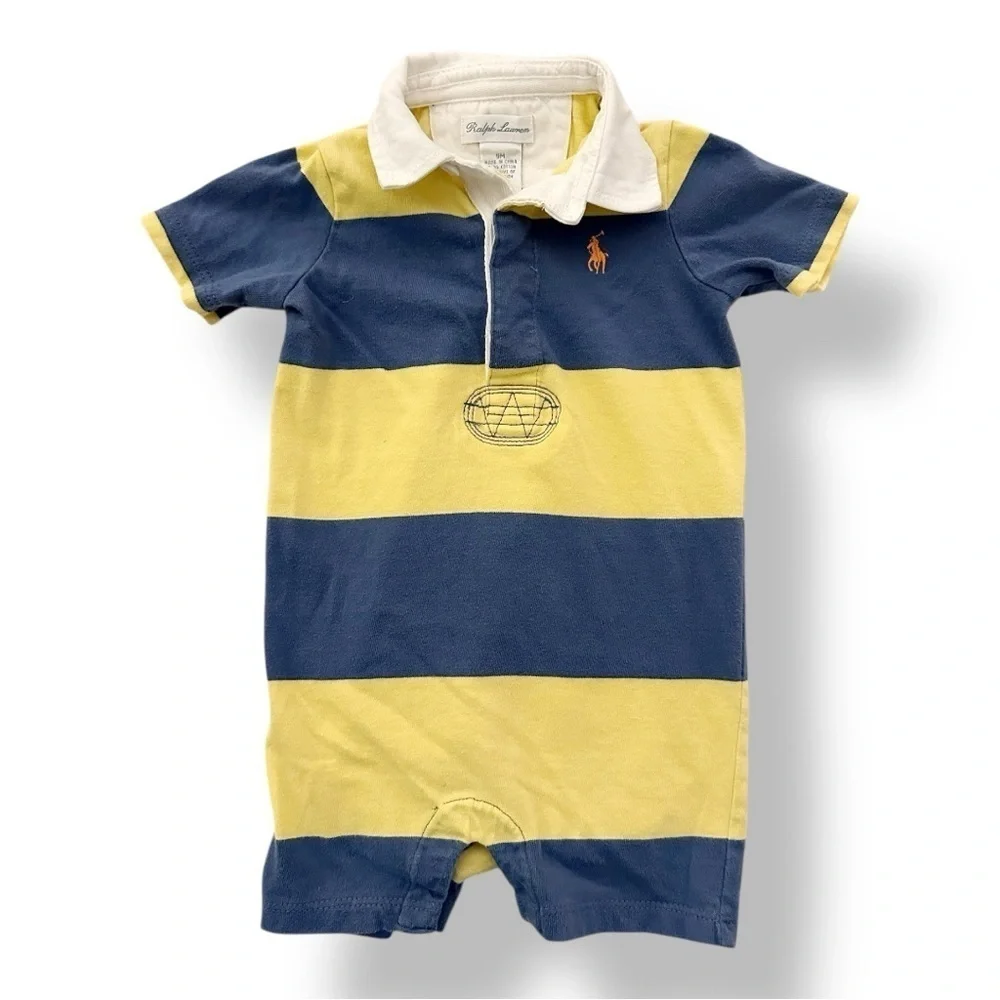 Ralph Lauren | Striped Cotton Rugby Shortall (9 mos) 🏉